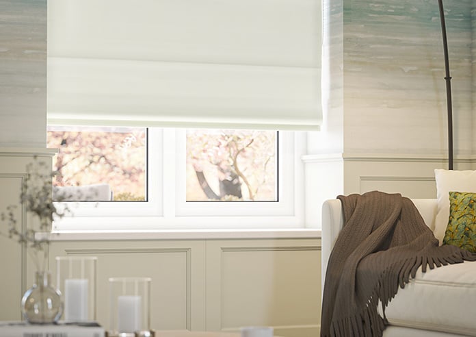 Ultra Luxe Velvet, White Lace - Motorised Roman Blind - Image 5